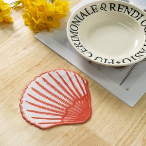 Sint-Jakobsschelp Linnen <span class=keywords><strong>Cocktail</strong></span> Servetten 6X6 Linnen Servetten Onderzetter Op Maat Bedrukte Stoffen Schaalvormige Cocktailservetten - Product Image 3