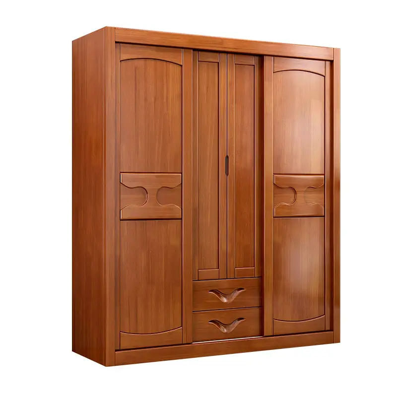 Solid wood wardrobe push-pull sliding door light luxury modern simple home bedroom storage wardrobes