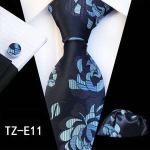 Wholesale Custom Design Dark Blue Gold <strong>Orange</strong> Floral Mens Neckties With <strong>Pocket</strong> <strong>Square</strong> Cufflinks Silk <strong>Ties</strong> for Men - Product Image 5