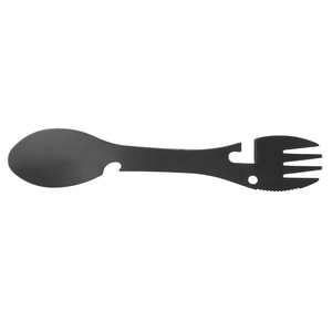 Set di posate da campeggio multiuso GIS CT-8034 in acciaio inossidabile nero lucido opaco, include cucchiaio e forchetta - Product Image 5