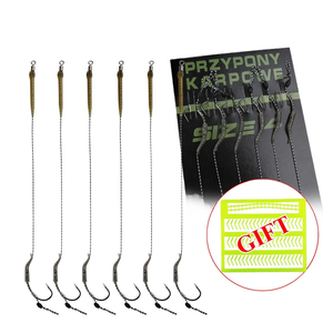 FTK Acier Carbone Carpe Pêche Cheveux Rigs Assortiment Main Attaché Crochets Taille 2 #4 #6 #8 # Super Fort Anti-Corrosion Matériel de Pêche - Product Image 1