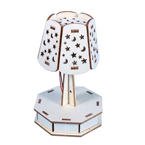 Lampe de bureau en bois intelligente et créative à commande vocale, aide pédagogique DIY, modèle d'invention scientifique et technologique pour enfants, expérience scientifique - Product Image 3