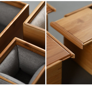 Stock Bead Slide coperchio confezione regalo scatola di legno fodera in spugna di lino ciotole per imballaggio in legno vasi rettangolo di stoccaggio scatola di legno di bambù - Product Image 5