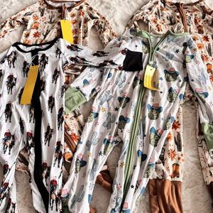 Pigiama per neonati in bambù con stampa Mytery, disponibile in magazzino, tutina in bambù personalizzata di marca famosa, morbida con cerniera per bambini e bambine, all'ingrosso - Product Image 2