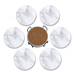 Posavasos de cerámica redondos con diseño de mármol al por mayor posavasos de corcho en blanco con logotipo personalizado - Product Image 5