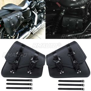 Motorcycle Saddlebags Side Tool Bag Luggage Storage Saddle Bag Pouch PU Leather Black Universal for Honda/Yamaha/Suzuki - Product Image 3