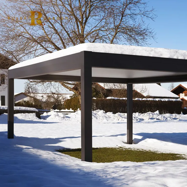 Sun gazebo antipioggia automatico piegato sistema di tetto impermeabile per esterni kit pergola capannone da giardino tetto a persiana in alluminio per patio