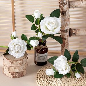 ดอกกุหลาบประดิษฐ์ CallaFloral ก้านเดี่ยว สีแดงเข้ม ผ้าทอแบบแพน สำหรับตกแต่งงานแต่งงานภายในอาคาร - Product Image 2