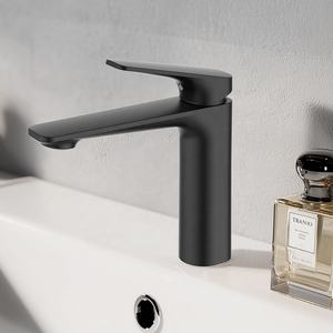 <span class=keywords><strong>Robinet</strong></span> de lavabo en laiton <span class=keywords><strong>noir</strong></span> <span class=keywords><strong>mat</strong></span> minimaliste moderne, <span class=keywords><strong>robinet</strong></span> de lavabo de salle de bain à montage sur plan, mélangeur d'eau froide et chaude, <span class=keywords><strong>robinet</strong></span> de salle de bain - Product Image 1