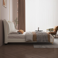 Nouveau lit double moderne minimaliste en bois massif de style italien, luxe léger, avec sommier à lattes et sommier à ressorts avec rangement surélevé, taille King-size