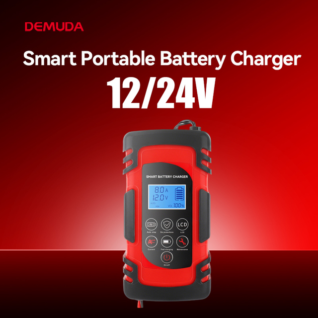 Fast Charging 8A Automotive Battery Charger 12V / 24V Smart Battery Maintainer Trickle Charger for Car Motorcycle Boat Marine