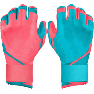 Hot Selling Best Quality Pink & Teal Colour Long Cuff Softball <b>Baseball</b> Batting Gloves Breathable & Adjustable <b>Baseball</b> Gloves - Product Image 1