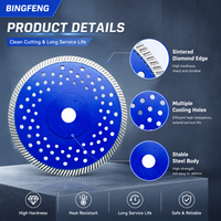 Disque de coupe circulaire en diamant turbo de qualité industrielle, en acier allié renforcé avec trous de ventilation, 180 mm, personnalisable OEM, pour porcelaine