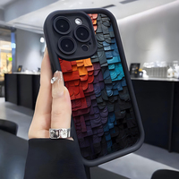 Coque de téléphone portable en TPU avec motif dégradé color block et bracelet, style lentille, pour iPhone 12 13 14 15 16 17 18 Pro Max