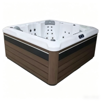 Baignoire de massage carrée en acrylique chauffée pour 6 personnes, système Balboa, spa avec bain à remous