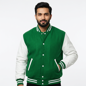 Blouson Bomber Vintage Homme Grande Taille avec Patchs Personnalisés, Broderie Logo, Style Letterman Varsity, Tissé à Carreaux pour Adultes - Product Image 1