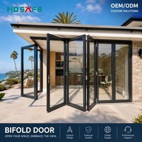 Porte pliante en aluminium de style américain moderne avec verre trempé, porte patio pliante, fabricant OEM