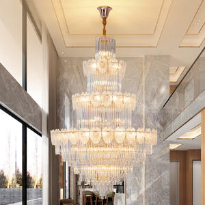 Grand lustre de luxe moderne à suspension européenne pour salon Lampe à suspendre en cristal pour hall d'hôtel Éclairage décoratif - Product Image 3