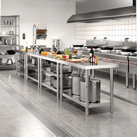Table de préparation de plats en acier inoxydable SS304/SS201, durable et moderne, pour hôtels et restaurants, taille personnalisable, vente chaude MST