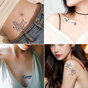 Lot de 10 autocollants de <span class=keywords><strong>tatouage</strong></span> temporaire personnalisés en papier, imprimés par transfert d'eau, 3D, petits, frais, noirs, pour visage et corps, tatouages tendance - Product Image 4