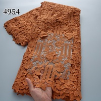 Encaje Africano de Alta Calidad 4954, Encaje Guipur Bordado con Flores 3D, Encaje Soluble en Agua, Tela de Encaje para Vestido de Novia