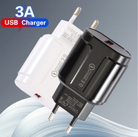 Chargeur rapide QC3.0 18W 5V/9V/12V Adaptateur mural USB pour téléphone portable, tablette et ordinateur portable avec matériau ignifuge pour PC