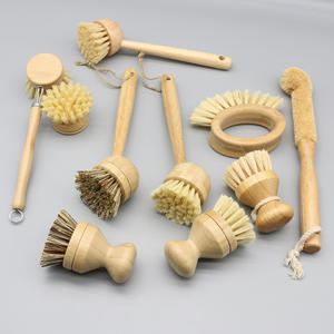 Umwelt freundliche Bambus-Sisal borsten oder Palm faser Abnehmbarer und austauschbarer Kopf Gemüse frucht topf Teller Scrub ber Brush - Product Image 2