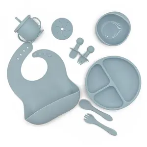 2022 Silicone Baby Feeding Plate Set Suction Dinner Supplies Silicone Bowl Baby Feeding Set Eating Utensils Baby Feeding Set