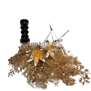 ดอกไม้ประดิษฐ์สีทองสำหรับตกแต่งงานแต่งงาน ผลิตตามสั่ง ขายส่ง - Product Image 1