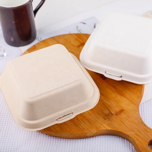 Caixa de Papel de Bagasse 100% Compostável 6x6 Polegadas para Embalagem de Hambúrguer, Branca, Natural, Livre de BPA, Segura para Micro-ondas e Congelador - Product Image 5