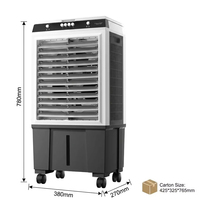 Refroidisseur d'air évaporatif portable 20L 80W avec commande par bouton, 3 vitesses, minuterie 12H, glacières offertes, 360° °   Roues en option, plateau en verre