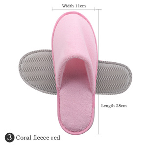 고급 일회용 코랄 벨벳 면 슬리퍼 호텔 여행 편의 시설을 위한 맞춤형 로고 공장 생산 - Product Image 6