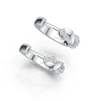 Boucles d'oreilles créoles torsadées en argent sterling 925 avec moissanite pour femme, micro-pavé, tressées, en moissanite et diamant, style Huggie