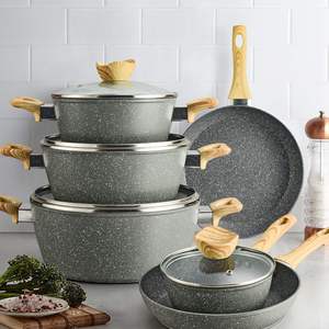 10 pièces en aluminium forgé revêtement en pierre granit cuisine <span class=keywords><strong>Prestige</strong></span> ustensiles <span class=keywords><strong>de</strong></span> cuisine antiadhésif nordique batterie <span class=keywords><strong>de</strong></span> cuisine - Product Image 1