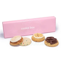 Boîtes à pâtisserie biodégradables en papier d'art rose imprimé pour biscuits, pour pâtisserie OEM