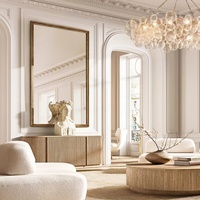 Meuble de salon luxueux et élégant, cadre en bois massif séché au four, console multimédia à 4 portes