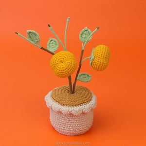 กระถางต้นไม้โครเชต์ทำมือ ผลไม้ประดิษฐ์ มะนาว พีช องุ่น อะโวคาโด สำหรับตกแต่งวันรับปริญญา วันพ่อ หรือวันฮาโลวีน - Product Image 5