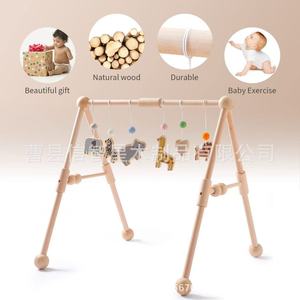 Wooden baby gym, baby grasping crochet <b>rainbow</b> pendant toy, solid <b>wood</b> newborn exercise gym. - Product Image 4