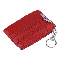 Dompet Wanita Kulit Asli Desainer 3 Kantong Resleting Tempat Penyimpanan Gantungan Kunci Dompet Pendek Produk Grosir Tas Mini Desain Sederhana