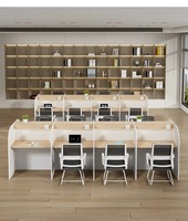 Bureau d'ordinateur de bureau moderne avec grille Salle d'étude Formation Panneau de préparation aux examens fermés Style bois pour classe et étude partagées