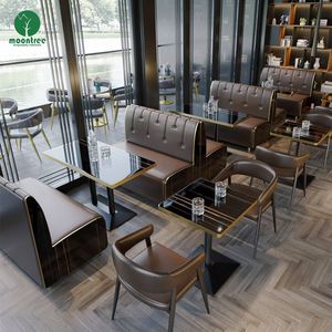 Moontree Coffee Shop Comercial Café Cuero Metal Mármol Restaurante Banco Sofá Muebles Cabina Asiento Mesa Silla Conjunto - Product Image 2