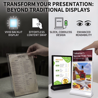 Support de menu LED en forme de T pour café, bar, restaurant – Présentoir lumineux réutilisable pour affiches et promotions