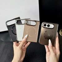 Nouvelle coque de téléphone portable magnétique minimaliste pour iPhone DUO, électroplaquée, anti-traces de doigts, PC anti-chute, coque rigide