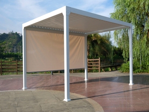 Pergola de terrasse avec toit rétractable, système de toit de pergola en aluminium imperméable <span class=keywords><strong>pour</strong></span> l'extérieur, <span class=keywords><strong>auvent</strong></span> bioclimatique à lames orientables - Product Image 3