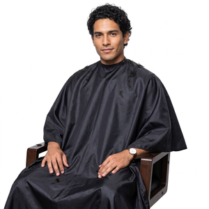 Capa de Salón con Logotipo Personalizado, Bajo MOQ, Resistente al Agua, para Peluquería, Estilista, Barbería, Capa Larga Negra - Product Image 1
