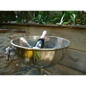 Bac à glace sur pied Alfa Nautical, seau à champagne argenté, refroidisseur à vin vintage, cadeau de fête, en métal rond, 6 livres - Product Image 2