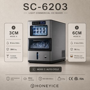 Máquina Comercial de Hielo en Esferas 2 en 1, 3cm y 6cm, Doble Producción 384/Day, Bajo Ruido 60dB, Barra Táctil Inteligente Automática, Para Hogar y Coche, OEM CE ETL - Product Image 2