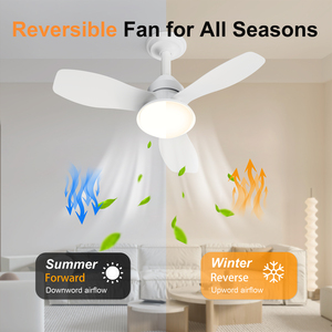 24.4" White <b>Ceiling</b> Fan with <b>Light</b> Dimmable LED APP & <b>Remote</b> <b>Control</b>, Flush Mount for Bedroom Living Room Covered Patio - Product Image 2
