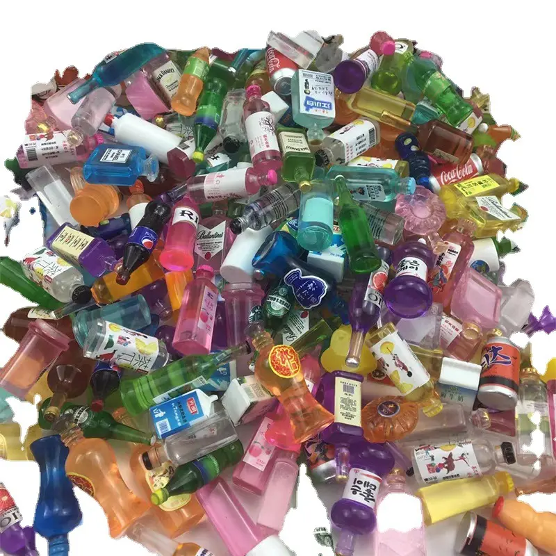 Miniatura garrafas licor misto DIY resina Dollhouse encantos material atacado