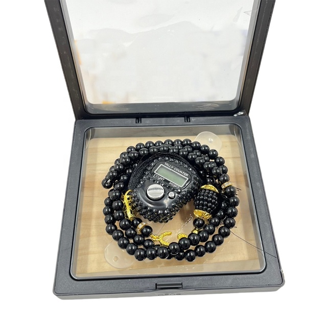 Prayer Rosary Tasbih Islamique Religious Glass Pearl Worry Beads Digital Finger Tally Counter With Box for Wedding Eid Gift